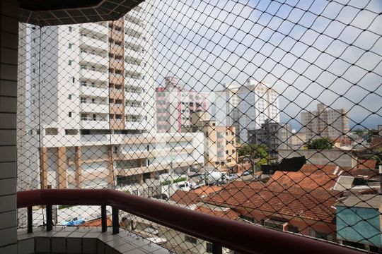Vista da sala de apartamento para alugar com 1 quarto, 58m² em Aviação, Praia Grande