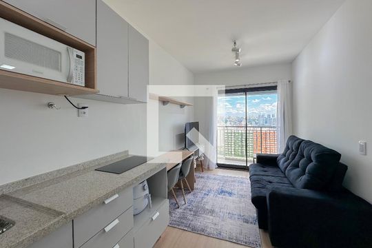 Cozinha/Sala de apartamento para alugar com 1 quarto, 34m² em Santo Amaro, São Paulo