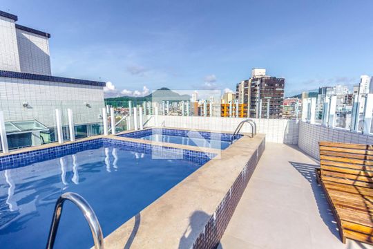 Área comum - Piscina de apartamento para alugar com 1 quarto, 54m² em Guilhermina, Praia Grande