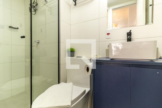 Banheiro de kitnet/studio à venda com 1 quarto, 26m² em Vila Buarque, São Paulo