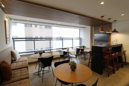Área comum de kitnet/studio à venda com 1 quarto, 25m² em Indianópolis, São Paulo