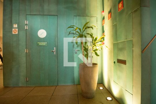 Área comum - Ambientação hall  de apartamento à venda com 1 quarto, 38m² em Moema, São Paulo