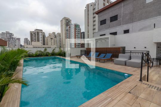 Área comum - Piscina de kitnet/studio para alugar com 1 quarto, 35m² em Pinheiros, São Paulo
