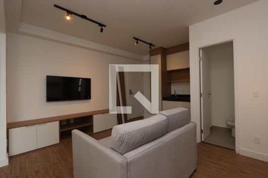 Sala expandida de apartamento à venda com 1 quarto, 49m² em Vila Mariana, São Paulo
