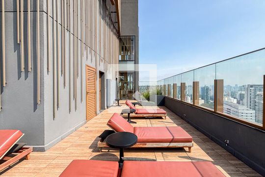 Área comum - Solarium de kitnet/studio para alugar com 1 quarto, 27m² em Vila Nova Conceição, São Paulo