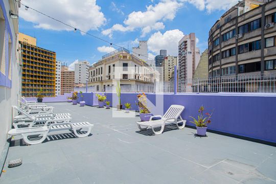 Área comum - Solário de kitnet/studio para alugar com 1 quarto, 50m² em Centro, São Paulo
