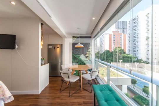 Sala - Varanda de apartamento à venda com 1 quarto, 33m² em Brooklin Paulista, São Paulo