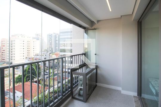 Varanda Quarto de kitnet/studio à venda com 1 quarto, 29m² em Indianópolis, São Paulo