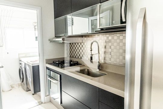 Cozinha de apartamento para alugar com 1 quarto, 64m² em Jardim, Santo André