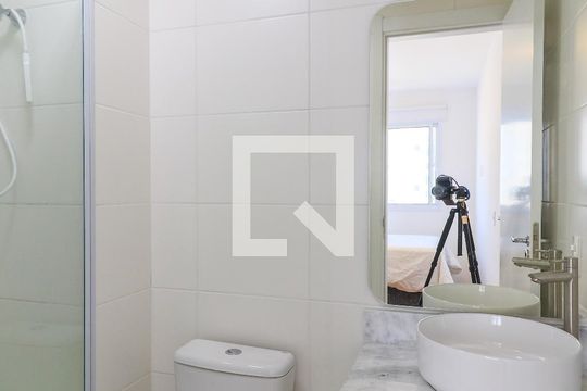 Banheiro da Suíte de apartamento à venda com 1 quarto, 29m² em Jardim Caravelas, São Paulo
