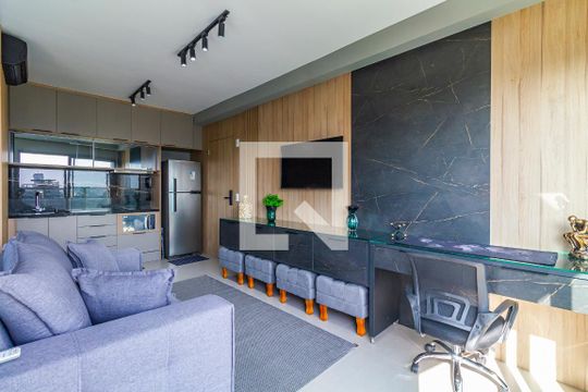Sala/Cozinha de apartamento para alugar com 1 quarto, 48m² em Pinheiros, São Paulo