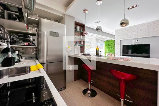 Sala//Cozinha de apartamento à venda com 1 quarto, 58m² em Brooklin Paulista, São Paulo