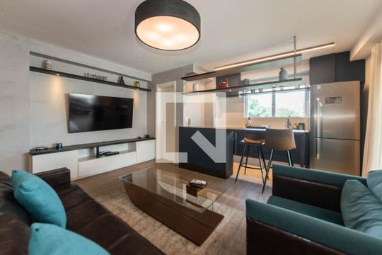 Sala de apartamento para alugar com 1 quarto, 67m² em Brooklin, São Paulo