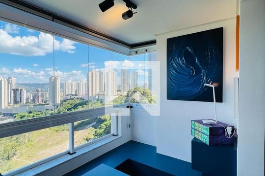 Varanda de apartamento à venda com 1 quarto, 82m² em Vila da Serra, Nova Lima
