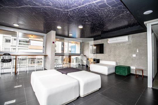 Área comum, Coworking na cobertura  de apartamento à venda com 1 quarto, 22m² em Indianópolis, São Paulo