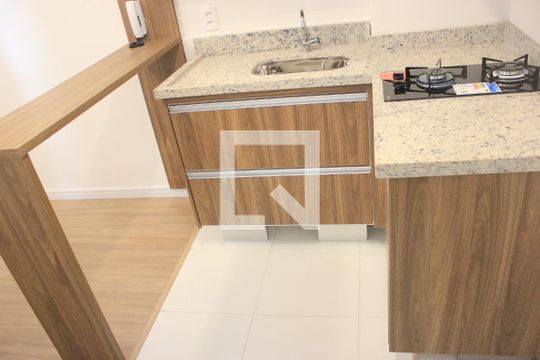 Cozinha de kitnet/studio para alugar com 1 quarto, 28m² em Vila das Bandeiras, Guarulhos