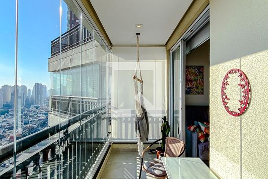 Varanda da Sala de kitnet/studio à venda com 1 quarto, 40m² em Vila Regente Feijó, São Paulo