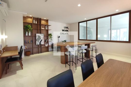 Área comum - Sala de apartamento para alugar com 1 quarto, 37m² em Cambuí, Campinas