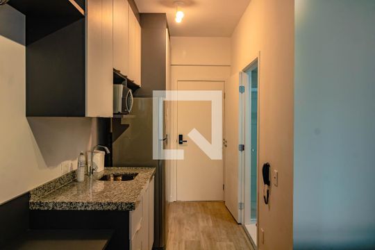 Cozinha de kitnet/studio para alugar com 1 quarto, 26m² em Vila Mariana, São Paulo