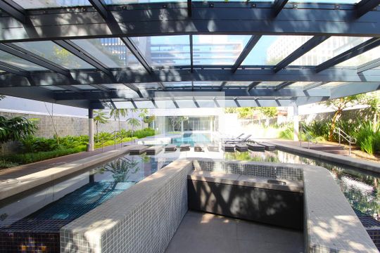 Área Comum - Piscina de kitnet/studio à venda com 1 quarto, 43m² em Vila Olímpia, São Paulo