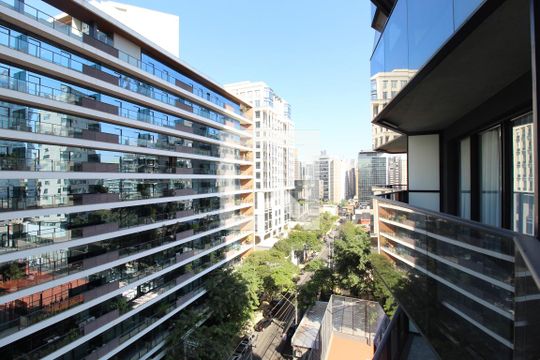 Vista da Varanda Sala/Cozinha de kitnet/studio à venda com 1 quarto, 43m² em Vila Olímpia, São Paulo