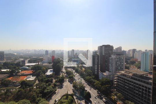 Vista da Varanda de kitnet/studio à venda com 1 quarto, 35m² em Indianópolis, São Paulo