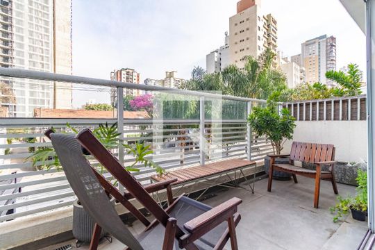 Varanda de apartamento à venda com 1 quarto, 69m² em Pinheiros, São Paulo