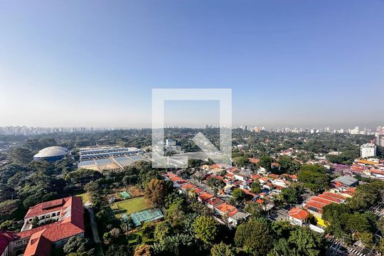 Vista Sacada Sala de apartamento para alugar com 1 quarto, 33m² em Santo Amaro, São Paulo