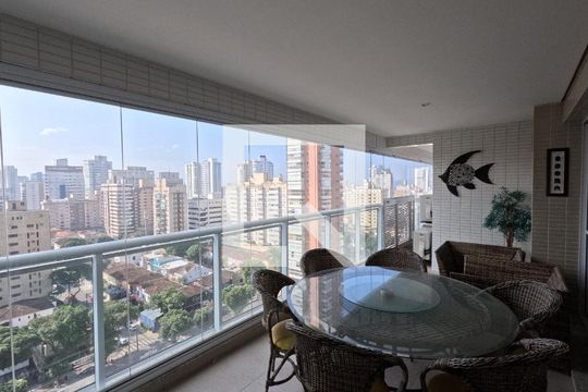 Varanda da Sala de apartamento para alugar com 3 quartos, 189m² em Gonzaga, Santos