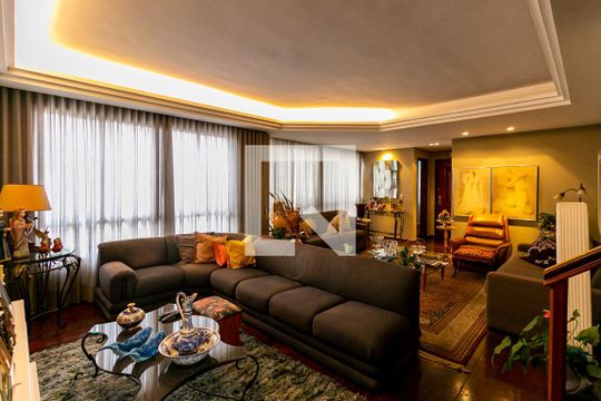 Sala  de apartamento à venda com 4 quartos, 340m² em Lourdes, Belo Horizonte