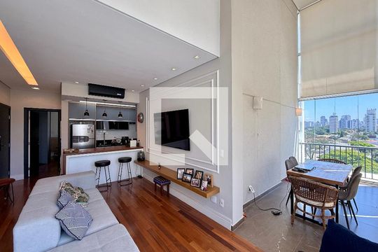Sala de apartamento para alugar com 2 quartos, 85m² em Cidade Monções, São Paulo