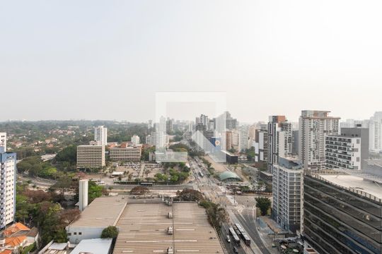 Vista da Varanda de apartamento à venda com 1 quarto, 28m² em Brooklin Paulista, São Paulo