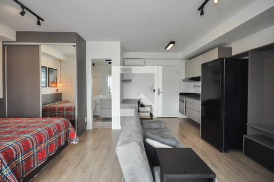 Sala de apartamento para alugar com 1 quarto, 40m² em Panamby, São Paulo