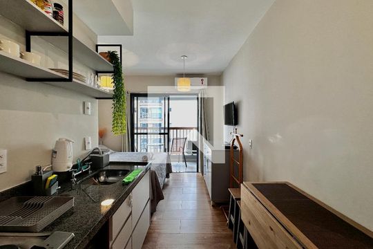 Cozinha de kitnet/studio para alugar com 0 quarto, 25m² em Brooklin Paulista, São Paulo
