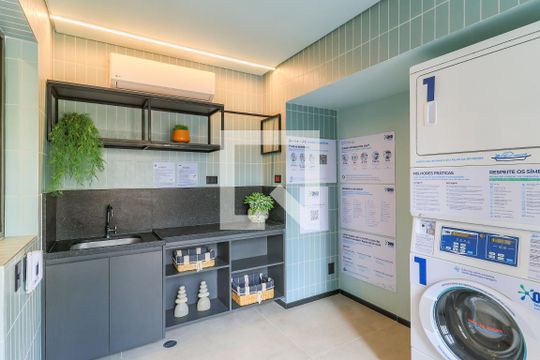 Área comum - Lavanderia de kitnet/studio à venda com 1 quarto, 22m² em Campo Belo, São Paulo