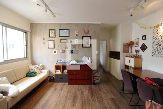 Sala/Cozinha de apartamento à venda com 1 quarto, 47m² em Indianópolis, São Paulo