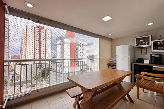 Varanda gourmet de apartamento à venda com 3 quartos, 115m² em Vila Valparaíso, Santo André