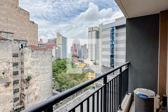 Varanda da Sala/Quarto de apartamento à venda com 1 quarto, 25m² em Liberdade, São Paulo