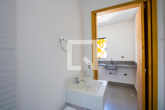 Banheiro de kitnet/studio à venda com 1 quarto, 23m² em Vila Bastos, Santo André