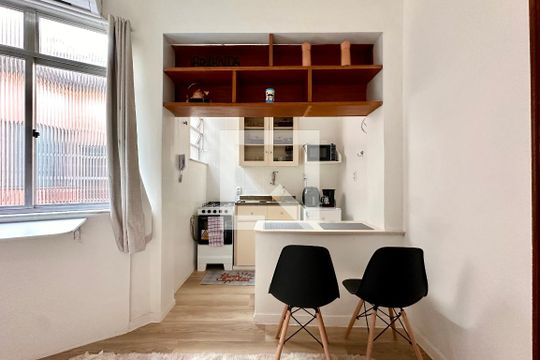 Cozinha de apartamento para alugar com 1 quarto, 22m² em Catete, Rio de Janeiro