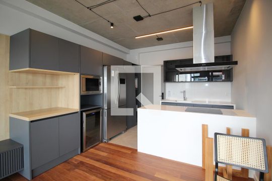 Cozinha de kitnet/studio para alugar com 1 quarto, 58m² em Itaim Bibi, São Paulo