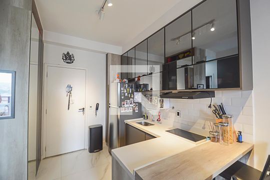 Cozinha de apartamento à venda com 1 quarto, 36m² em Jardim do Mar, São Bernardo do Campo