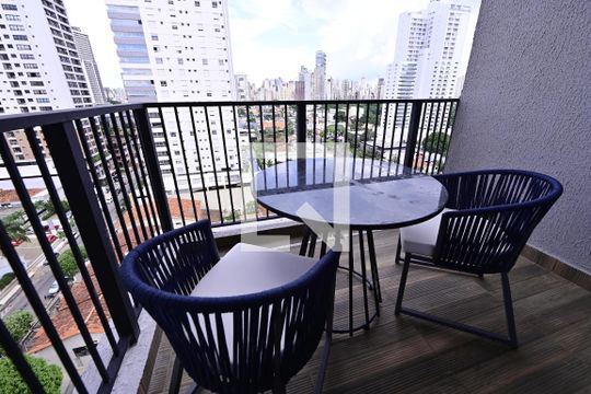 Varanda - Quarto de apartamento para alugar com 1 quarto, 45m² em Setor Bueno, Goiânia