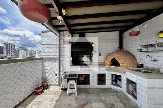 Varanda com Churrasqueira Superior de apartamento à venda com 3 quartos, 280m² em Brooklin, São Paulo