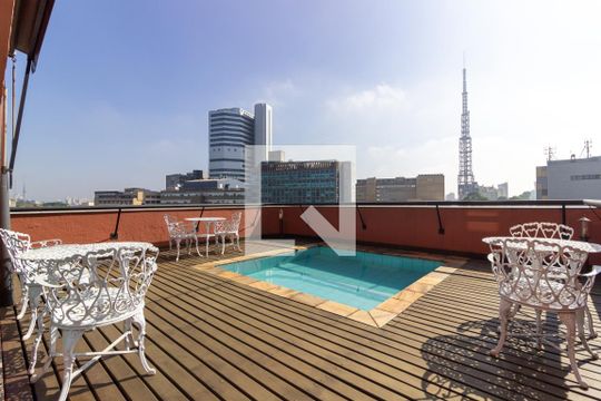 Área comum - Piscina de apartamento para alugar com 1 quarto, 55m² em Jardim Paulista, São Paulo