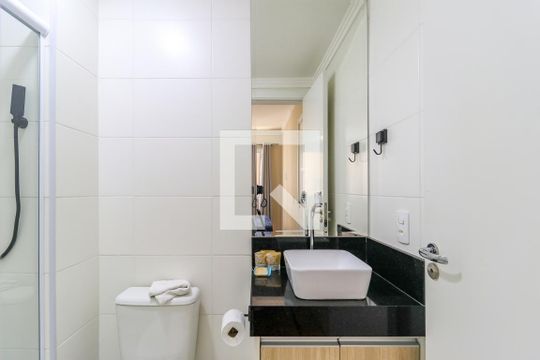 Banheiro da Suíte de apartamento à venda com 1 quarto, 26m² em Jardim Caravelas, São Paulo