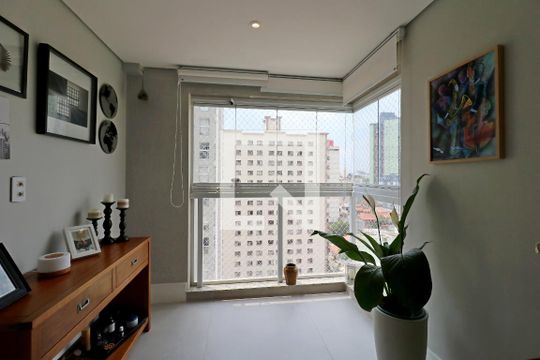 Vista da Sala de apartamento à venda com 2 quartos, 57m² em Parque das Nações, Santo André