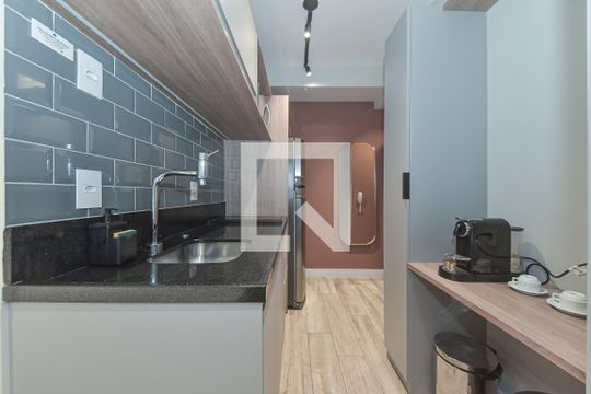 Cozinha de kitnet/studio à venda com 1 quarto, 26m² em Brooklin, São Paulo