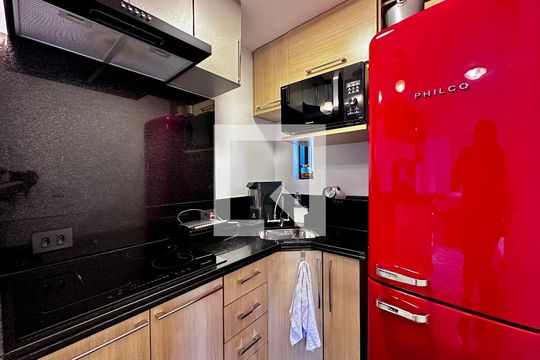 Cozinha de apartamento à venda com 1 quarto, 34m² em Brooklin Novo, São Paulo