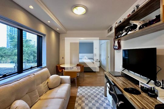 Sala de apartamento à venda com 1 quarto, 34m² em Brooklin Novo, São Paulo